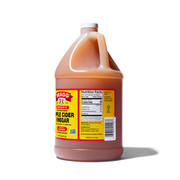 Bragg Organic Apple Cider Vinegar With The Mother– Usda Organic – Raw, Unfiltered All Natural Ingredients, 1 Gallon Bragg Organic Apple Cider Vinegar With The Mother– Usda Organic – Raw, Unfiltered All Natural Ingredients, 1 Gallon