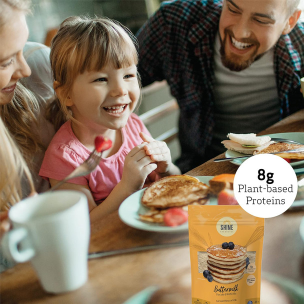 Buttermilk Pancake Mix By Shine Bakehouse – Baking Mix For Homemade Buttermilk Pancakes Or Waffles, Made With 8G Of Plant-Based Protein Per Serving, Makes 24 Pancakes, 20 Oz (1Pk)