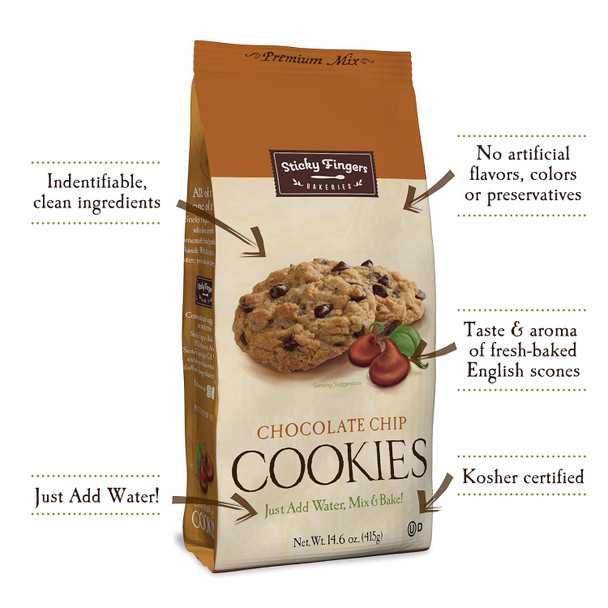 Chocolate Chip Cookie Mix By Sticky Fingers ¬Bakeries – Dry Baking Mix For Homemade Chocolate Chip Cookies, Made With Semi Sweet Chocolate Chips, Makes 16 Cookies Per Pack