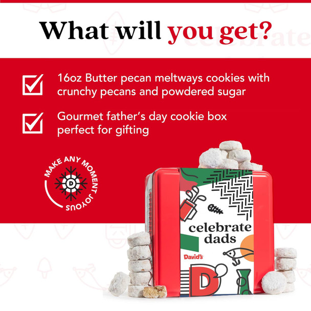 David’S Cookies Father'S Day Butter Pecan Meltaways Flavored Gormet Cookies With Crunchy Pecans - Delicious Ideal Cookie Basket For Dads This Father'S Day 1 Lb