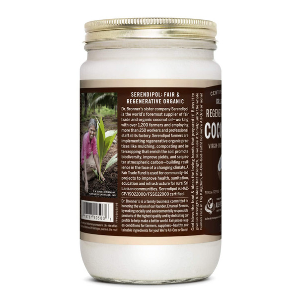 Dr. Bronner'S - Organic Virgin Coconut Oil (Whole Kernel, 30 Ounce) - Coconut Oil For Cooking, Baking, Hair And Body, Unrefined And Fresh-Pressed, Rich And Nutty Flavor, Fair Trade, Vegan, Non-Gmo