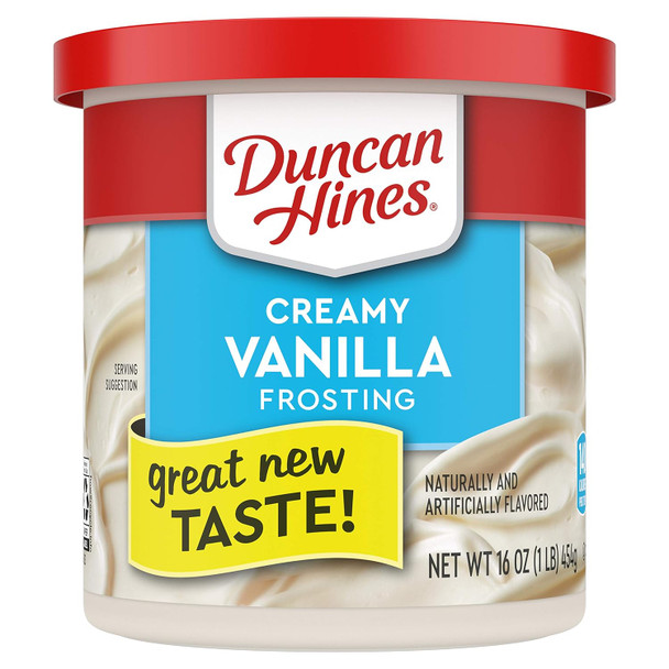 Duncan Hines Creamy Vanilla Flavored Frosting, 16 Oz Can Of Dessert And Cake Frosting (8 Pack)