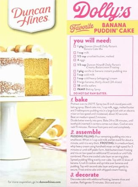 Duncan Hines Dolly Parton'S Favorite Southern-Style Banana Flavored Cake Mix, 15.25 Oz