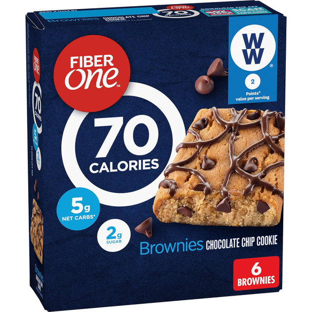 Fiber One 70 Calorie Brownies, Chocolate Chip Cookie, Snack Bars, 6 Ct Fiber One 70 Calorie Brownies, Chocolate Chip Cookie, Snack Bars, 6 Ct