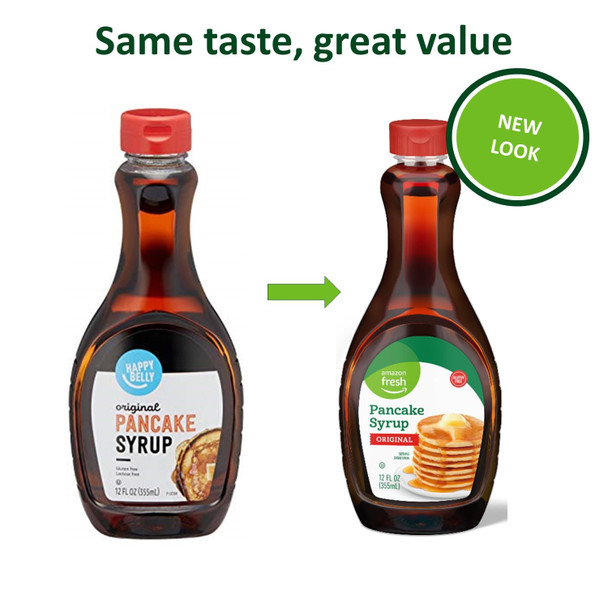 Fresh, Original Pancake Syrup, 12 Fl Oz (Previously Happy Belly, Packaging May Vary)