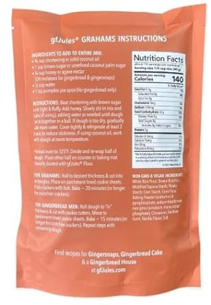 Gfjules Gluten Graham Cracker And Gingerbread Baking Mix Non-Gmo, Vegan, Kosher & Top 9 Allergen Perfect Long-Lasting Snacks Baking Alternative To Regular Mixes 19 Ounces