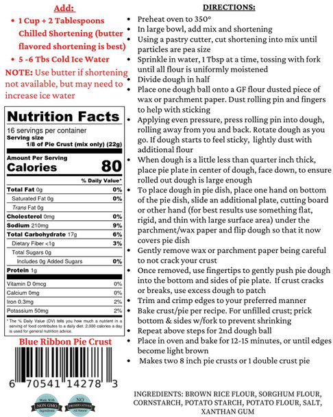 Gluten Blue Ribbon Pie Crust Mix