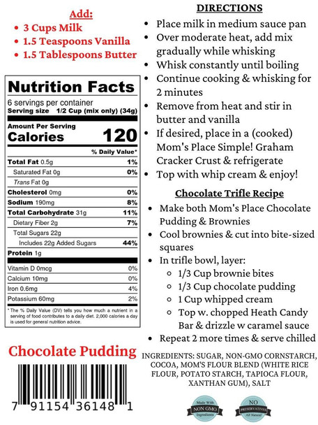 Gluten- Creamy Chocolate Pudding Mix