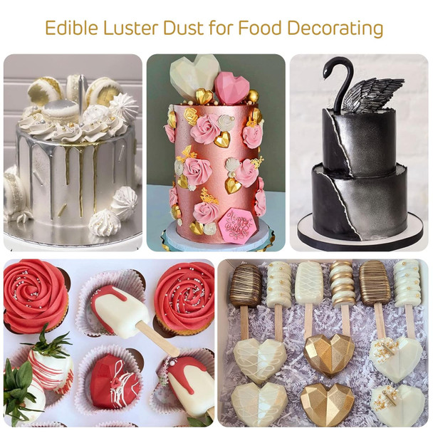 Gold Edible Luster Dust 10 Grams, Food Grade Cake Luster Dust Tasteless Dessert Dusting Powders For Baking Cherrysea Food Coloring Powder For Cakes, Cake Pops,Fondant,Chocolate, Candy