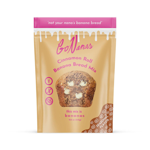 Gonanas Cinnamon Roll Banana Bread Mix, Vegan, Gluten Healthy Snacks. Oat Flour Bread Or Muffin Mix. Women Owned, Us Ingredients, Dairy , Nut , Delicious Snacks (1 Pack) Gonanas Cinnamon Roll Banana Bread Mix, Vegan, Gluten Healthy Snacks. Oat Flour Bread Or Muffin Mix. Women Owned, Us Ingredients, Dairy , Nut , Delicious Snacks (1 Pack)