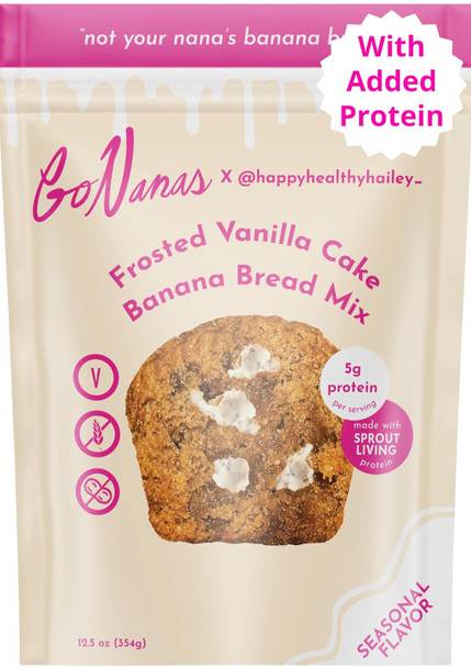 Gonanas Frosted Vanilla Cake Protein Banana Bread Mix, Vegan, Gluten Healthy Snacks. Oat Flour Bread Or Muffin Mix. Women Owned, Us Ingredients, Dairy , Nut , Delicious Snacks (1 Pack)