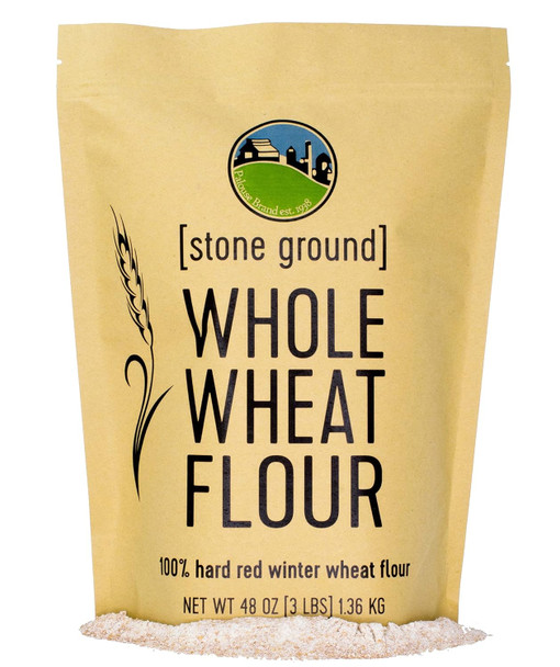 Hard Red Winter Whole Wheat Flour 3 Lbs Non-Gmo 100% Non-Irradiated Kosher Parve Usa Grown Field Traced Resealable Kraft Bag