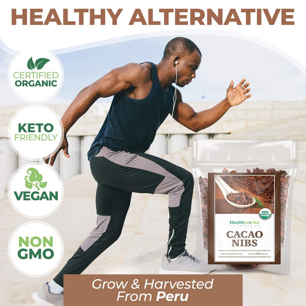 Healthworks Cacao Nibs Raw Organic (32 Ounces / 2 Pound) Criollo Bean Unsweetened Chocolate Substitute Organic Keto, Vegan & Non-Gmo Antioxidant