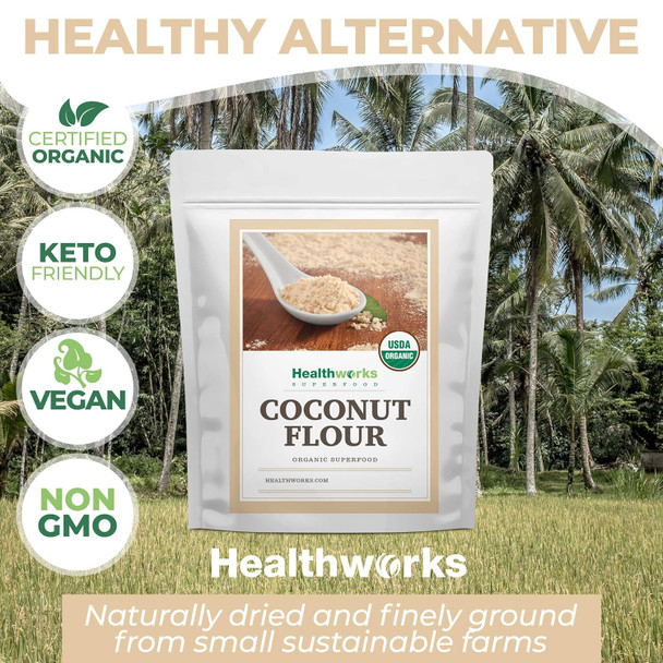 Healthworks Coconut Flour Unrefined Raw Organic (64 Ounces / 4 Pounds) Organic Keto, Vegan & Non- Gmo Protein Based Whole Foods Pancakes, Waffles, Bread & Other Baked Goods Healthworks Coconut Flour Unrefined Raw Organic (64 Ounces / 4 Pounds) Organic Keto, Vegan & Non- Gmo Protein Based Whole Foods Pancakes, Waffles, Bread & Other Baked Goods