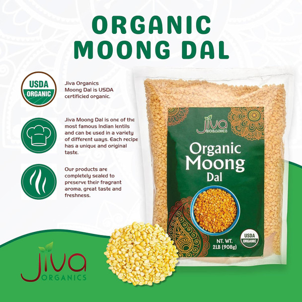 Jiva Organic Yellow Moong Dal 2 Pound - Non-Gmo - Great For Kitchari - Split Mung Beans Washed Jiva Organic Yellow Moong Dal 2 Pound - Non-Gmo - Great For Kitchari - Split Mung Beans Washed