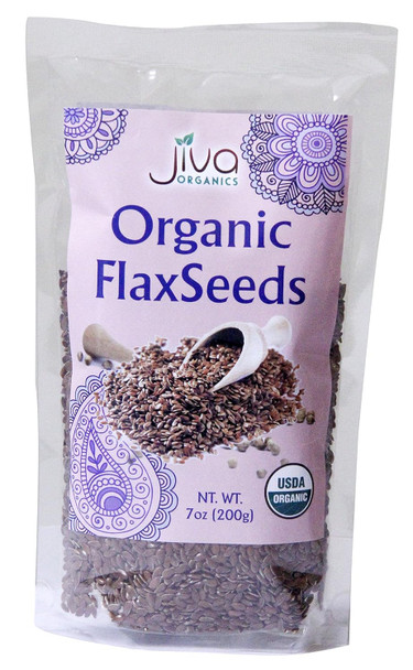 Jiva Organics Organic Flax Seeds Whole Raw 7 Ounce Bag - 100% Natural & Non-Gmo