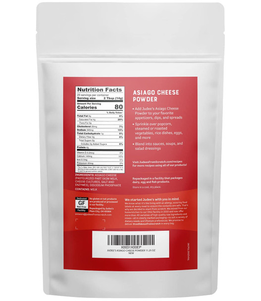Judee’S Asiago Cheese Powder 11.25 Oz- Gluten- And Nut- - Use In Seasonings And Salad Dressings - Great For Dips, Spreads And Sauces - Made In Usa