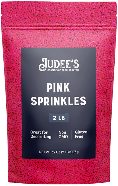 Judee'S Pink Sprinkles 2 Lb - Gluten- And Nut- - Brighten Up Your Baked Goods - Great For Cookie And Cake Decoration - Use For Baking And As Dessert And Ice Cream Toppings