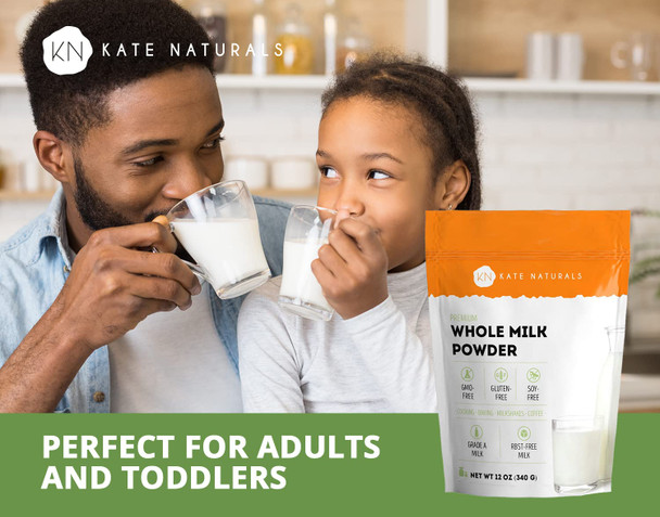Kate Naturals Dry Whole Milk Powder For Baking And Coffee (12Oz) Dried Powdered Milk For Adults. Rbst-. Substitute For Liquid Milk. Milk Whole Powder For Milkshakes. Made In Usa Kate Naturals Dry Whole Milk Powder For Baking And Coffee (12Oz) Dried Powdered Milk For Adults. Rbst-. Substitute For Liquid Milk. Milk Whole Powder For Milkshakes. Made In Usa