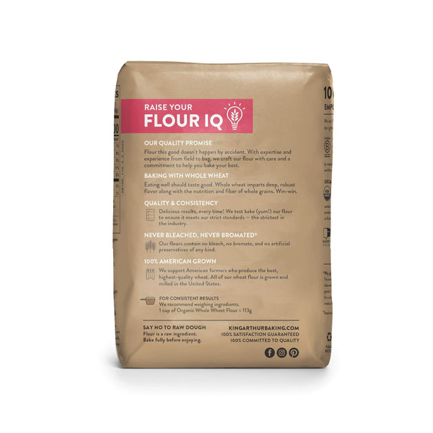 King Arthur, 100% Organic Whole Wheat Flour, 100% Whole Grain, Non-Gmo Project Verified, 2 Pounds (Pack Of 12)
