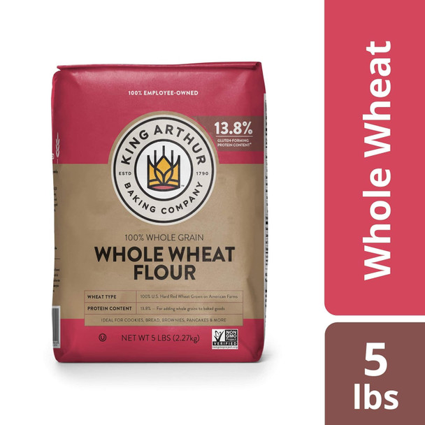 King Arthur, 100% Whole Wheat Flour, 100% Whole Grain, Non-Gmo Project Verified, Kosher, 5 Pounds