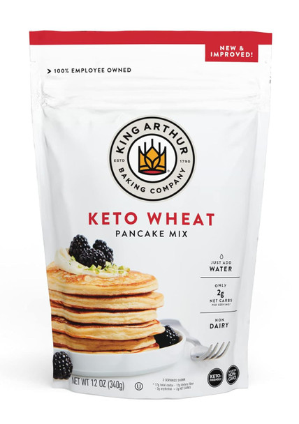 King Arthur, Keto Wheat Pancake Mix, Sourced Non-Gmo, Kosher, Keto Friendly, 12 Oz, Packaging May Vary