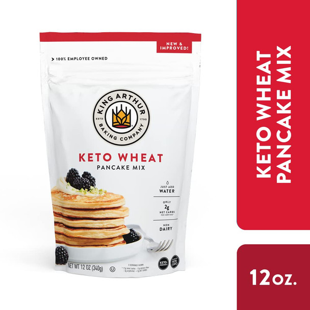 King Arthur, Keto Wheat Pancake Mix, Sourced Non-Gmo, Kosher, Keto Friendly, 12 Oz, Packaging May Vary