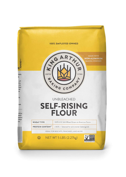 King Arthur, Unbleached Self Rising Flour, Non-Gmo Project Verified, No Preservatives, 5 Pounds (Pack Of 8)