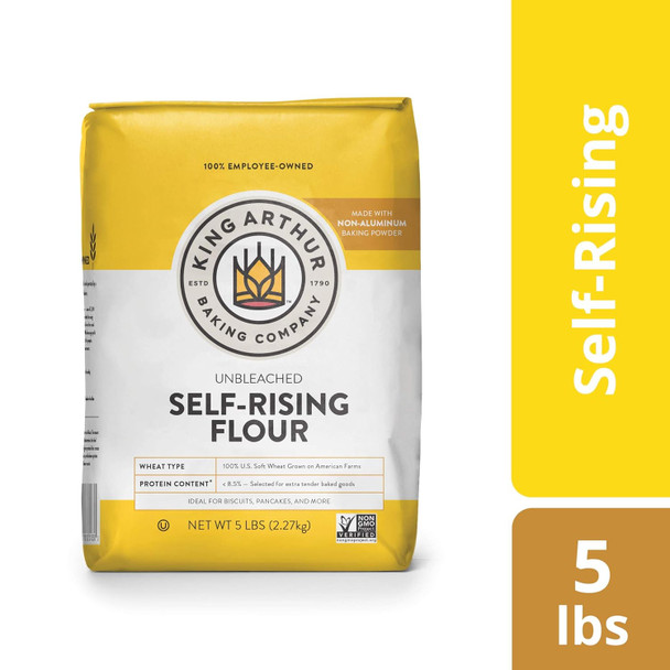 King Arthur, Unbleached Self Rising Flour, Non-Gmo Project Verified, No Preservatives, 5 Pounds (Pack Of 8)