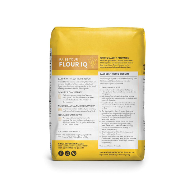 King Arthur, Unbleached Self Rising Flour, Non-Gmo Project Verified, No Preservatives, 5 Pounds (Pack Of 8)