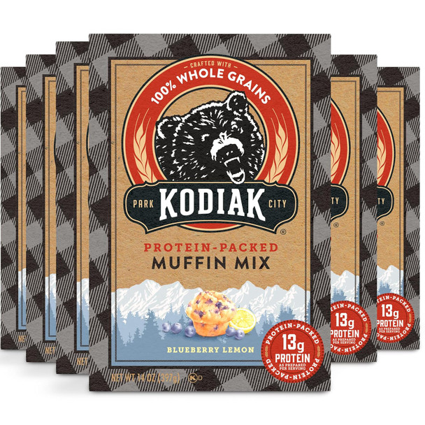 Kodiak Cakes Power Bake, Protein Muffin Mix, Blueberry Lemon, 14 Ounce (Pack Of 6)