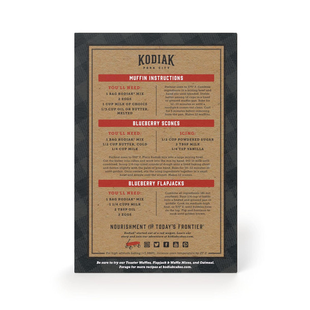 Kodiak Muffin Baking Mix, Blueberry, High Protein, 100% Whole Grains, (Pack Of 1)