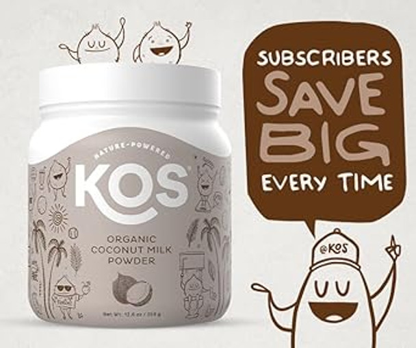 Kos Organic Coconut Milk Powder, Usda - Sugar & Plant Based Creamer For Coffee, Tea, Smoothies - Vegan, Keto, Paleo Friendly, Non Gmo, Gluten & Dairy - 12.6Oz, 179 Servings
