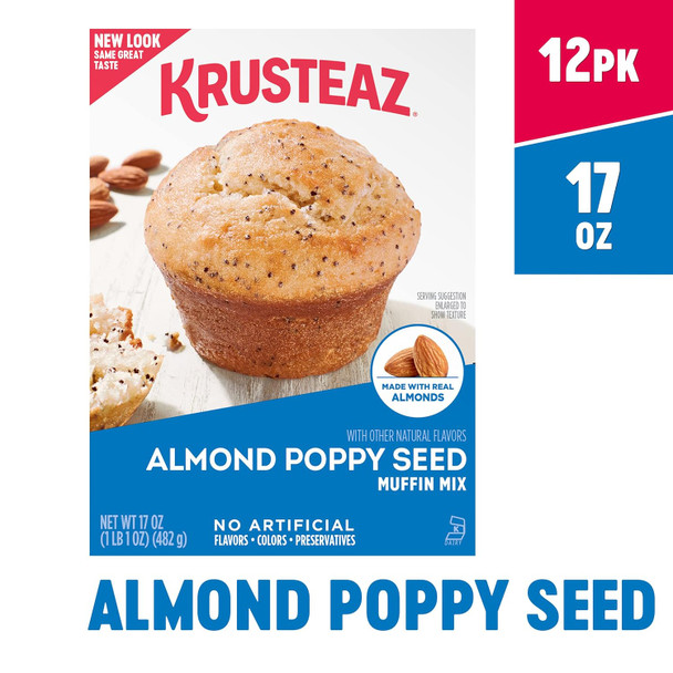 Krusteaz Almond Poppy Seed Muffin Mix, Made With Real Almonds, Baking Mix, No Artifical Flavors, No Artifical Colors, And No Artifical Preservatives, 17-Ounce Boxes (Pack Of 12) Krusteaz Almond Poppy Seed Muffin Mix, Made With Real Almonds, Baking Mix, No Artifical Flavors, No Artifical Colors, And No Artifical Preservatives, 17-Ounce Boxes (Pack Of 12)