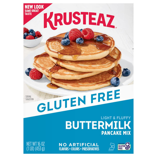 Krusteaz Gluten Buttermilk Pancake Mix, Light & Fluffy, 16 Oz Boxes (Pack Of 8)