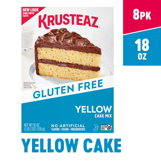 Krusteaz Gluten Yellow Cake Mix, No Artificial Flavors, Colors, Or Preservatives, 18 Oz Boxes (Pack Of 8) Krusteaz Gluten Yellow Cake Mix, No Artificial Flavors, Colors, Or Preservatives, 18 Oz Boxes (Pack Of 8)