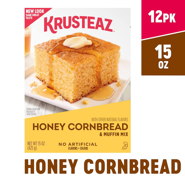 Krusteaz Honey Cornbread And Muffin Mix, 15 Ounce (Pack Of 12)