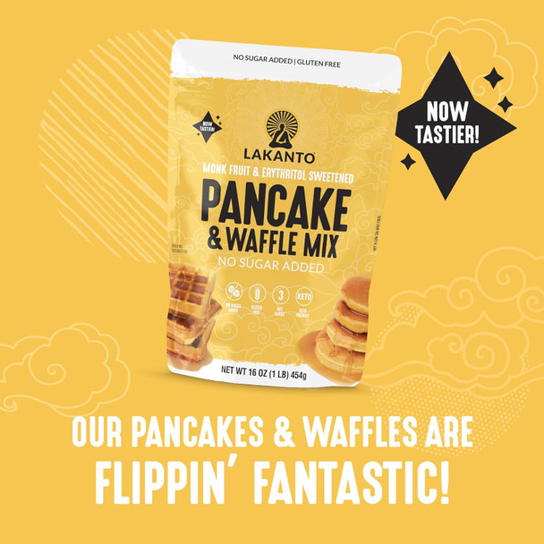 Lakanto Pancake And Waffle Mix (Reformulated) - Sweetened With Monk Fruit Sweetener And Erythritol, Breakfast, No Added Sugar, Gluten , Keto Diet Friendly - 16 Oz