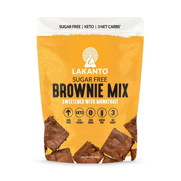 Lakanto Sugar Brownie Mix - Sweetened With Monk Fruit Sweetener, Keto Diet Friendly, Delicious Dutched Cocoa, High In Fiber, 3G Net Carbs, Gluten , Easy To Make Dessert (Pack Of 1)