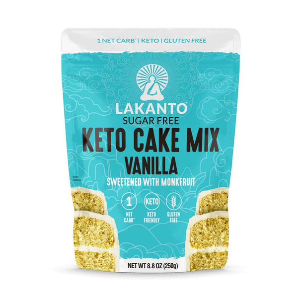 Lakanto Sugar Keto Cake Mix - Sweetened With Monk Fruit, Gluten , 1 Net Carb, Keto Diet Friendly, Delicious - Vanilla