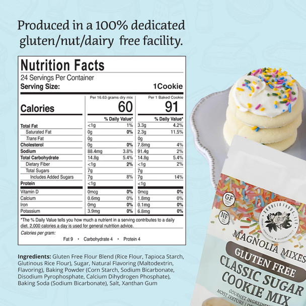 Magnolia Mixes - Classic Sugar Cookie Mix - Light, Crispy, And Irresistibly Delicious Nut, Dairy, And Soy- Crafted With Gluten- Flour Blend, Sweet Cream Flavor - 14Oz Each (2-Pack)