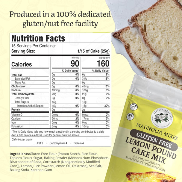 Magnolia Mixes - Lemon Pound Cake Mix - Easy 3-Step Baking With Ingredients: Potato Starch, Rice Flour, Tapioca Flour, And More - 14Oz Each (2-Pack) Magnolia Mixes - Lemon Pound Cake Mix - Easy 3-Step Baking With Ingredients: Potato Starch, Rice Flour, Tapioca Flour, And More - 14Oz Each (2-Pack)
