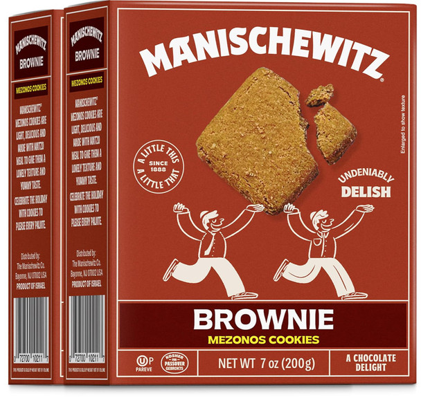 Manischewitz Passover Chocolate Brownie Cookies, 7 Oz (2 Pack) Crunchy Texture Mezonos Passover Cookies Gebrokts Kosher For Passover