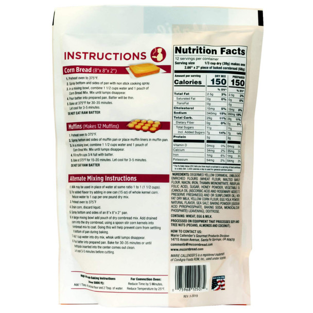 Marie Callender S Cornbread Mix, Honey Butter, Just Add Water, Mix, And Bake. Makes 8 Loaf (Pack Of 1) Marie Callender S Cornbread Mix, Honey Butter, Just Add Water, Mix, And Bake. Makes 8 Loaf (Pack Of 1)