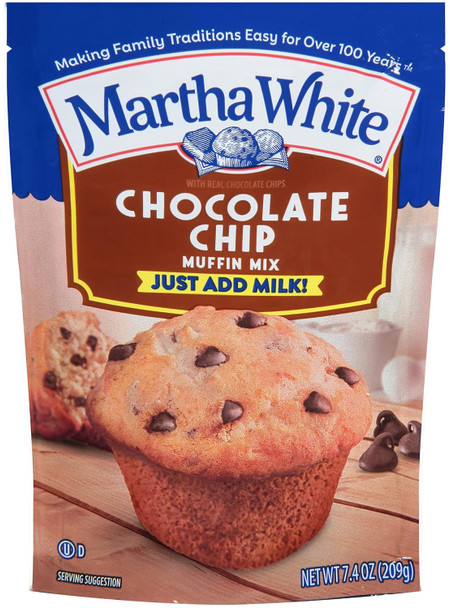 Martha White Chocolate Chip Muffin Mix, 7.4 Oz (Pack Of 3) With By The Cup Swivel Spoons