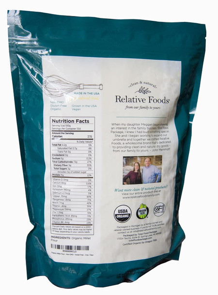 Millet Flour 3 Pounds Usda Organic, Gluten , Sourced 100% From The Usa Dry Milled With No Additives Millet Flour 3 Pounds Usda Organic, Gluten , Sourced 100% From The Usa Dry Milled With No Additives