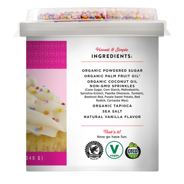 Miss Jones Baking 90% Organic Birthday Buttercream Frosting, Perfect For Icing And Decorating, Vegan-Friendly: Confetti Pop (Pack Of 1)