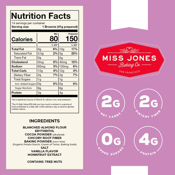Miss Jones Baking Keto Brownie Mix - Gluten , Low Carb, No Sugar Added, Naturally Sweetened Desserts & Treats - Diabetic, Atkins, Ww, And Paleo Friendly (Pack Of 1) Miss Jones Baking Keto Brownie Mix - Gluten , Low Carb, No Sugar Added, Naturally Sweetened Desserts & Treats - Diabetic, Atkins, Ww, And Paleo Friendly (Pack Of 1)