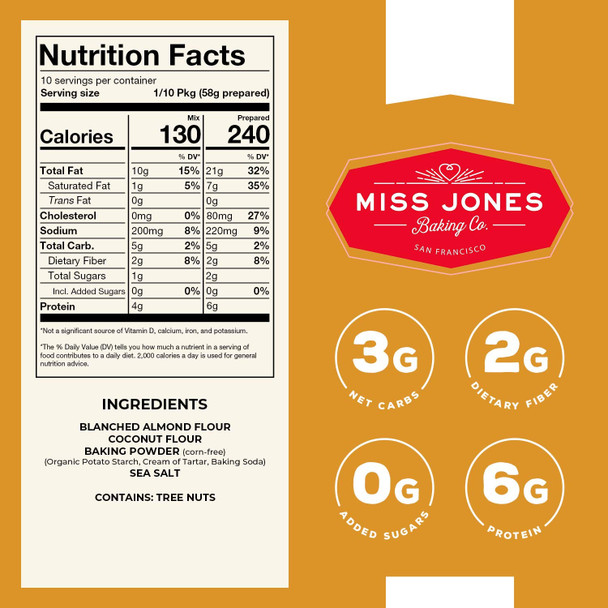 Miss Jones Baking Keto Not Cornbread Muffin Mix - Gluten , Low Carb, No Sugar Added, Naturally Sweetened Desserts & Treats - Diabetic, Atkins, Ww, And Paleo Friendly (Pack Of 1)