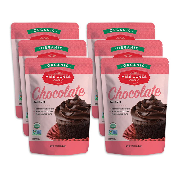 Miss Jones Baking Organic Cake And Cake Mix, Non-Gmo, Vegan-Friendly, Moist And Fluffy: Chocolate (Pack Of 6)
